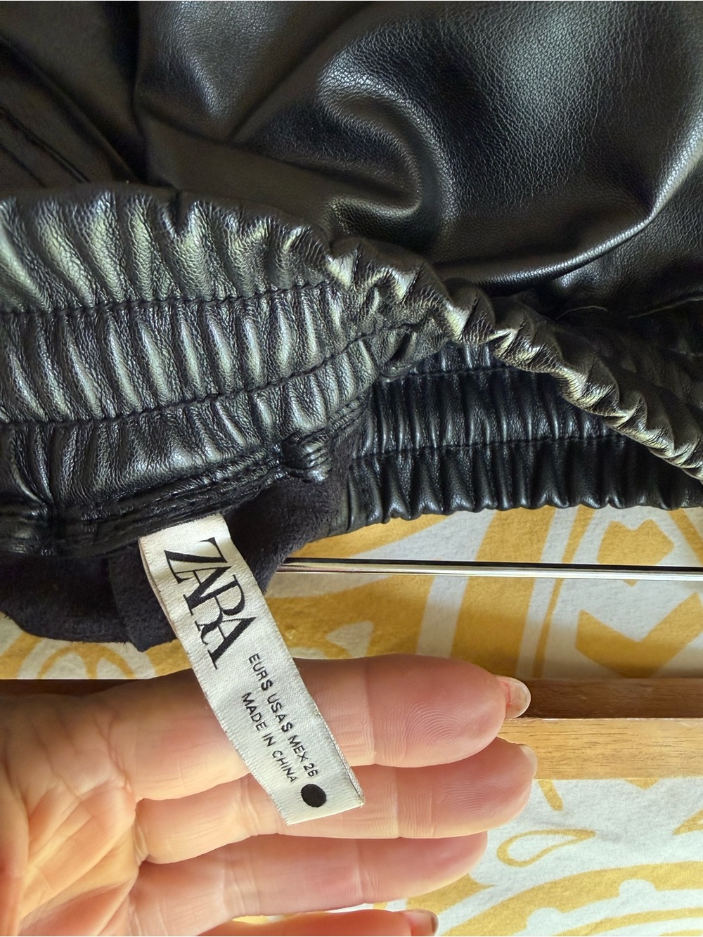 ZARA Black Faux Leather Elastic Waist Skirt